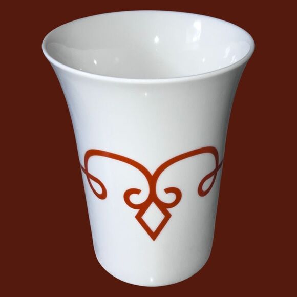 Starbucks 2014 Tea Coffee Mug Cup Pumpkin Orange Diamond Scroll Tall Tazo Fluted - Picture 1 of 5